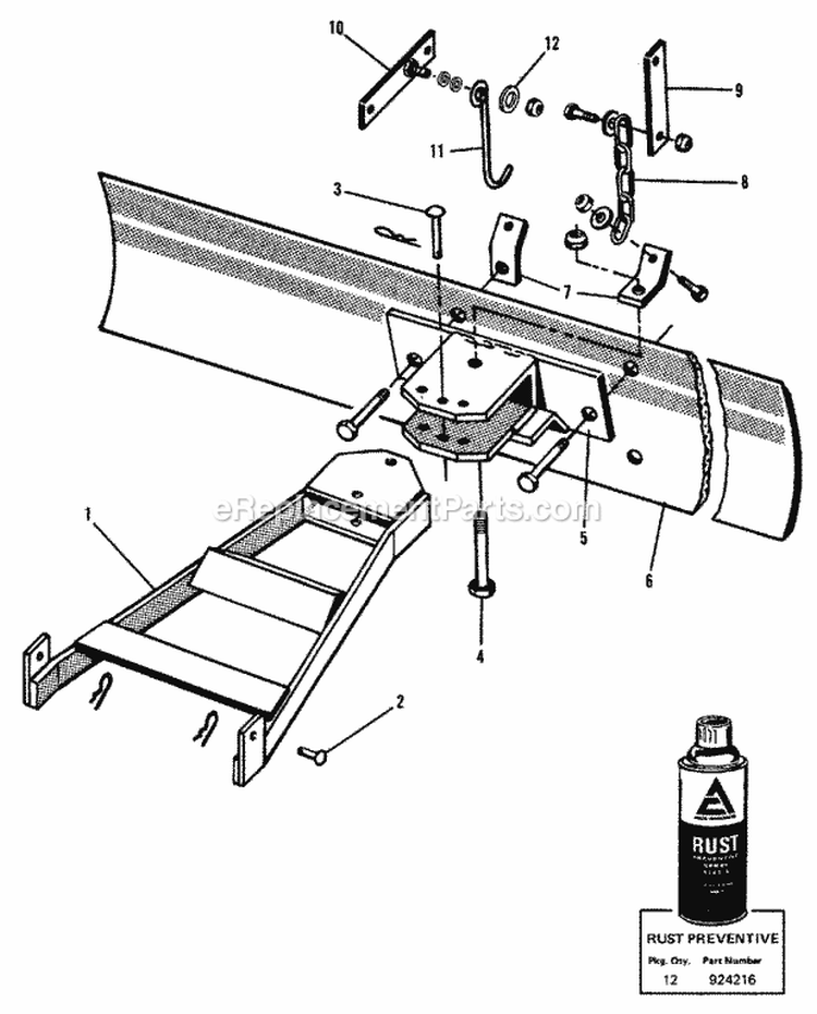42 Grader Blade (1506I59) Diagram and Parts List for 1600258  Simplicity Lawn Tractor