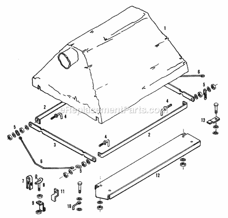 Vacuum Collector Group - Cart Cover (1506I50) Diagram and Parts List for 1600258  Simplicity Lawn Tractor