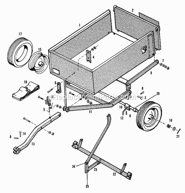 Vacuum Collector Group - Dump Cart (1506I48) Diagram and Parts List for 1600258  Simplicity Lawn Tractor