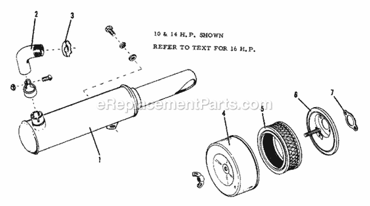 Air Intake  Exhaust Group (1506I04) Diagram and Parts List for 1600046  Simplicity Lawn Tractor