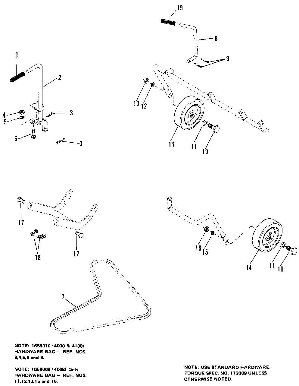 Wheels And Miscellaneous Sub-Group (4208) Diagram and Parts List for 4008 1690173 Simplicity Lawn Tractor