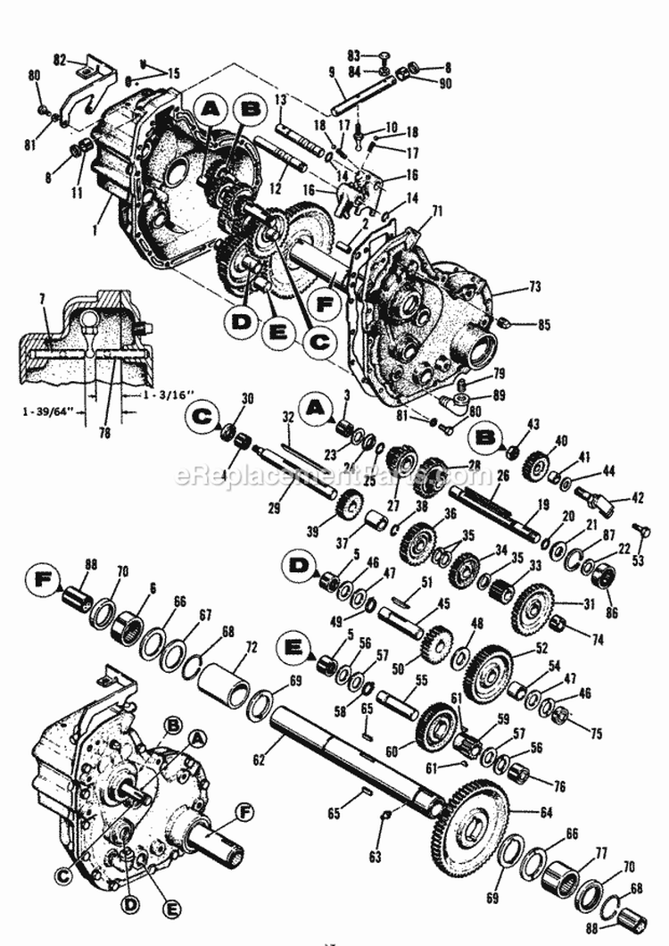 7010-7016 Transmission Diagram and Parts List for 1690016  Simplicity Lawn Tractor