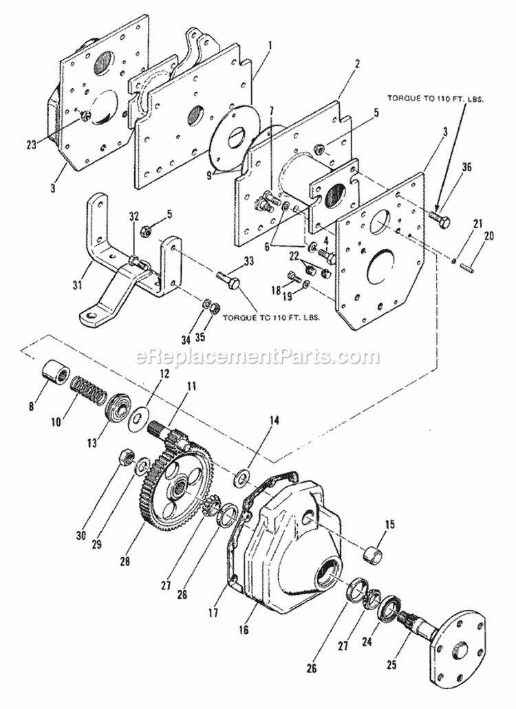 Drop Housing Group (3506I05) Diagram and Parts List for 1690145  Simplicity Lawn Tractor