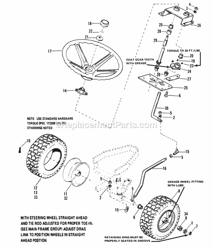 Front Tires  Steering Group (6008 6010) Diagram and Parts List for 1690222  Simplicity Lawn Tractor