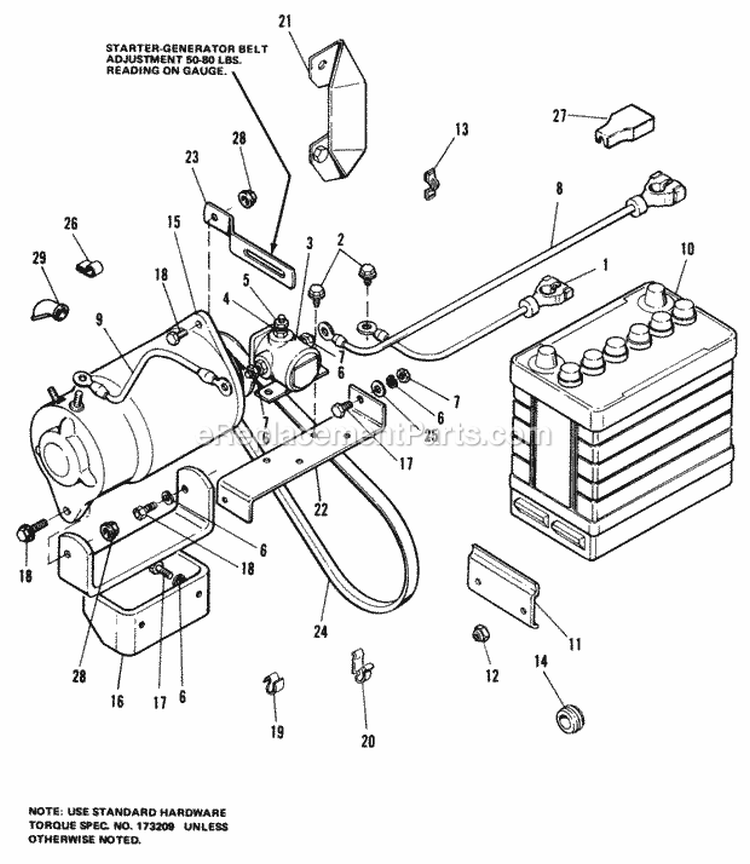 Electrical Group Diagram and Parts List for 1690077  Simplicity Lawn Tractor
