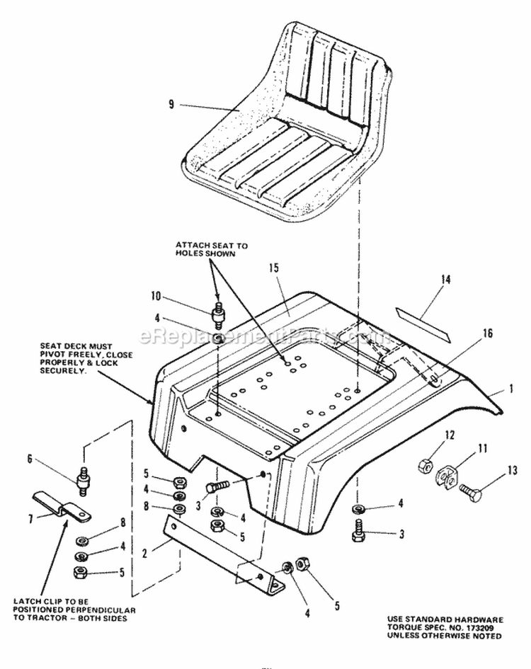 Seat  Deck Group Diagram and Parts List for 1690077  Simplicity Lawn Tractor