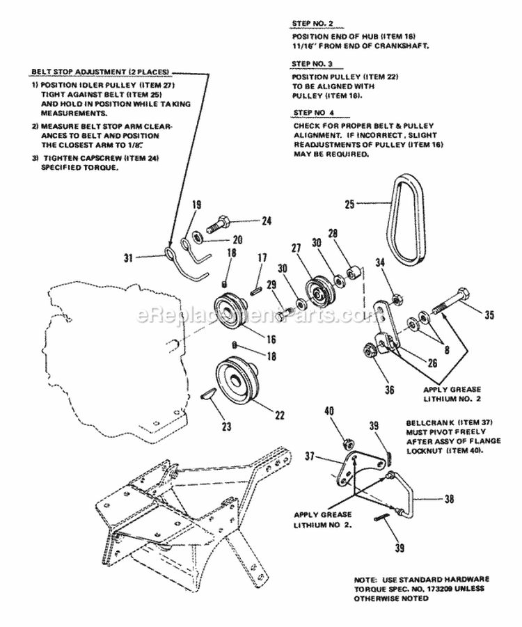 Frame Engine  Drive Group (1003) - Diagram 2 Diagram and Parts List for 1690237  Simplicity Tiller