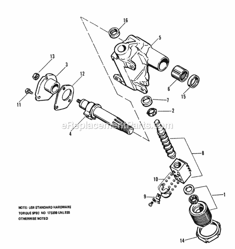 Steering Box Break Down Diagram and Parts List for 1690283  Simplicity Lawn Tractor