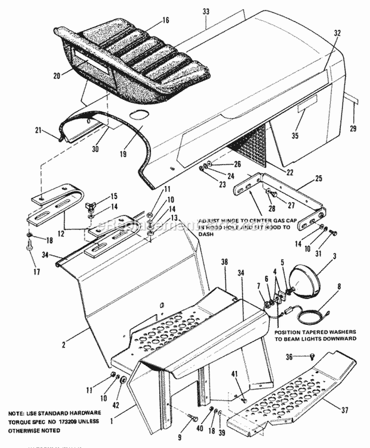 Hood Wheel Guard  Seat Group Diagram and Parts List for 1690283  Simplicity Lawn Tractor