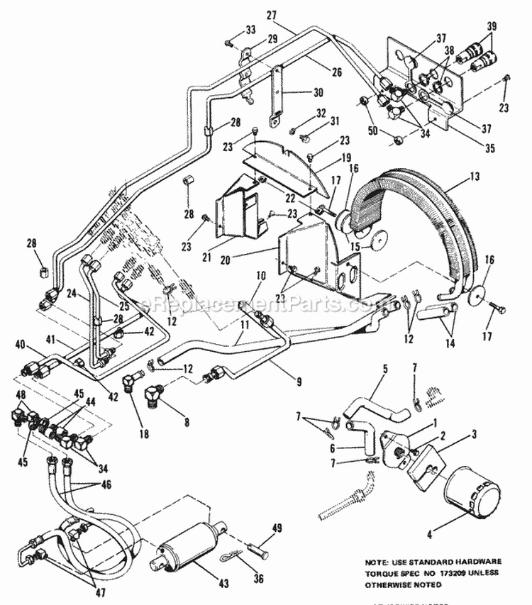 Hydraulic  Oil Filter Group Diagram and Parts List for 1690283  Simplicity Lawn Tractor
