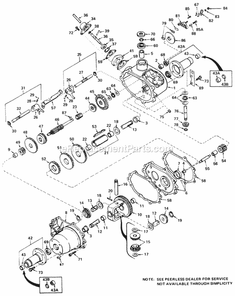Transaxle Model No 657 Diagram and Parts List for 1690259  Simplicity Lawn Tractor