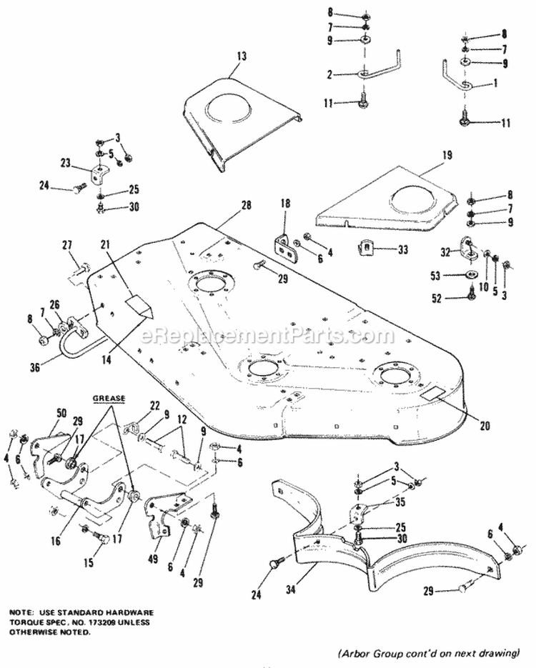 42 Housing  Arbor Group Diagram and Parts List for 1690348  Simplicity Lawn Tractor