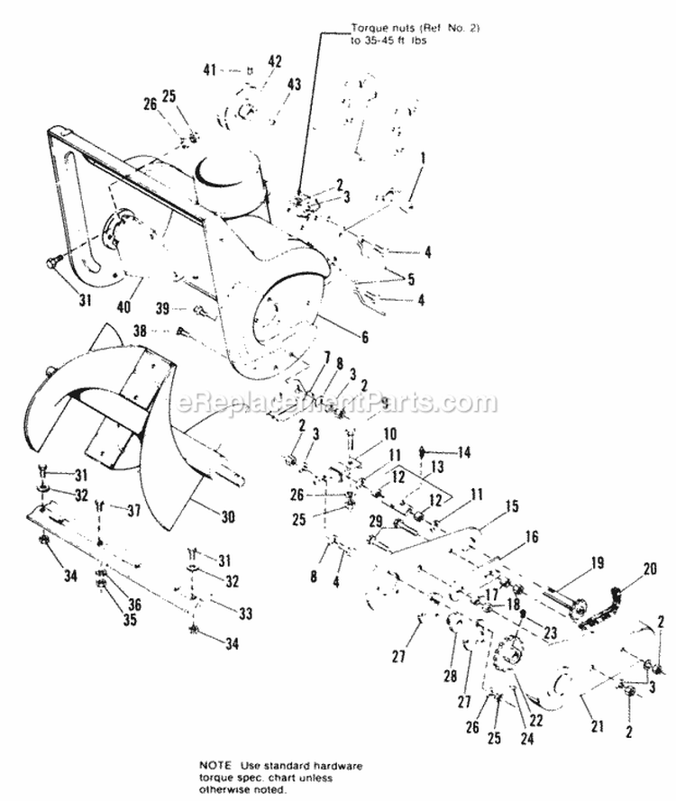 Body  Rotor Group Diagram and Parts List for 1690378  Simplicity Snow Blower