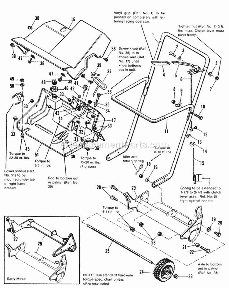 Frame Handle  Shroud Group Diagram and Parts List for 1690357  Simplicity Snow Blower