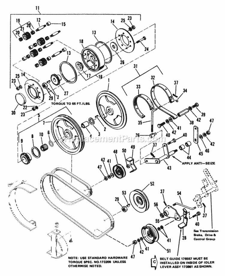 Pulley  Planatary Group Diagram and Parts List for 1690338  Simplicity Lawn Tractor
