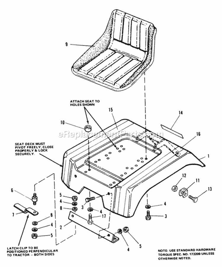 Seat  Deck Group Diagram and Parts List for 1690338  Simplicity Lawn Tractor