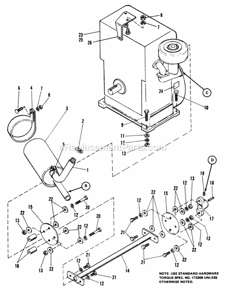 Engine  Drive Shaft Group Diagram and Parts List for 1690338  Simplicity Lawn Tractor