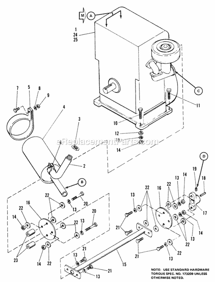 Engine  Drive Shaft Group Diagram and Parts List for 1690211  Simplicity Lawn Tractor