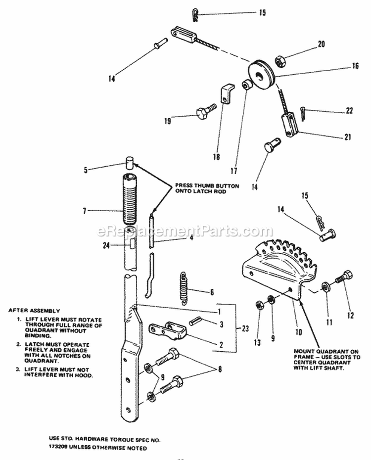 Lift Lever  Cable Group (7010  7016) Diagram and Parts List for 1690215  Simplicity Lawn Tractor