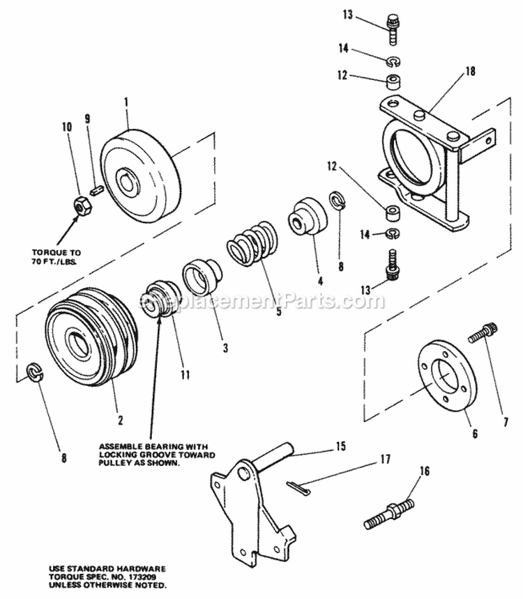 PTO Cone Clutch Group (7010  7016) Diagram and Parts List for 1690215  Simplicity Lawn Tractor