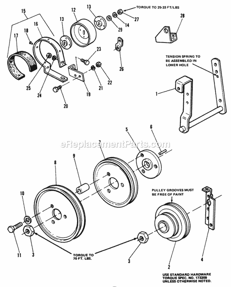 Transmission Brake Drive  Control Group (7010  7016) Diagram and Parts List for 1690215  Simplicity Lawn Tractor
