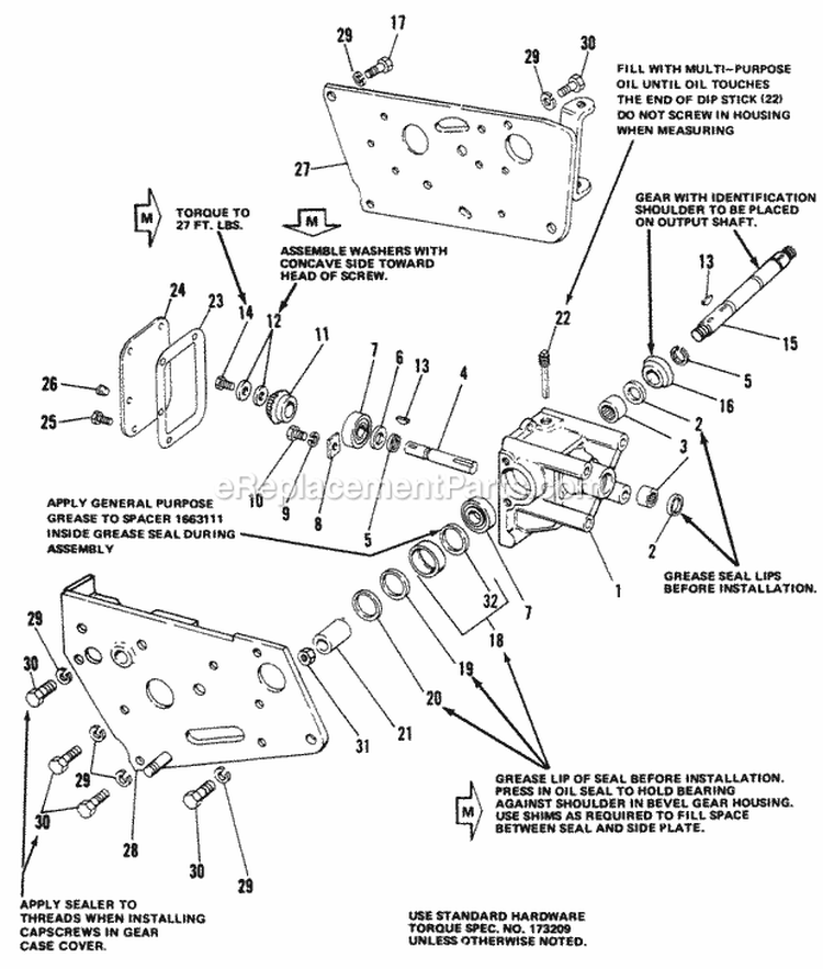 Bevel Gear  Side Plate Group (7010  7016) Diagram and Parts List for 1690215  Simplicity Lawn Tractor