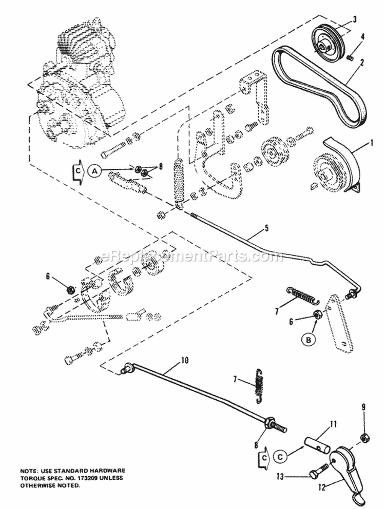 Clutch  Brake Control Group (7012 7016  7018) Diagram and Parts List for 1690214  Simplicity Lawn Tractor