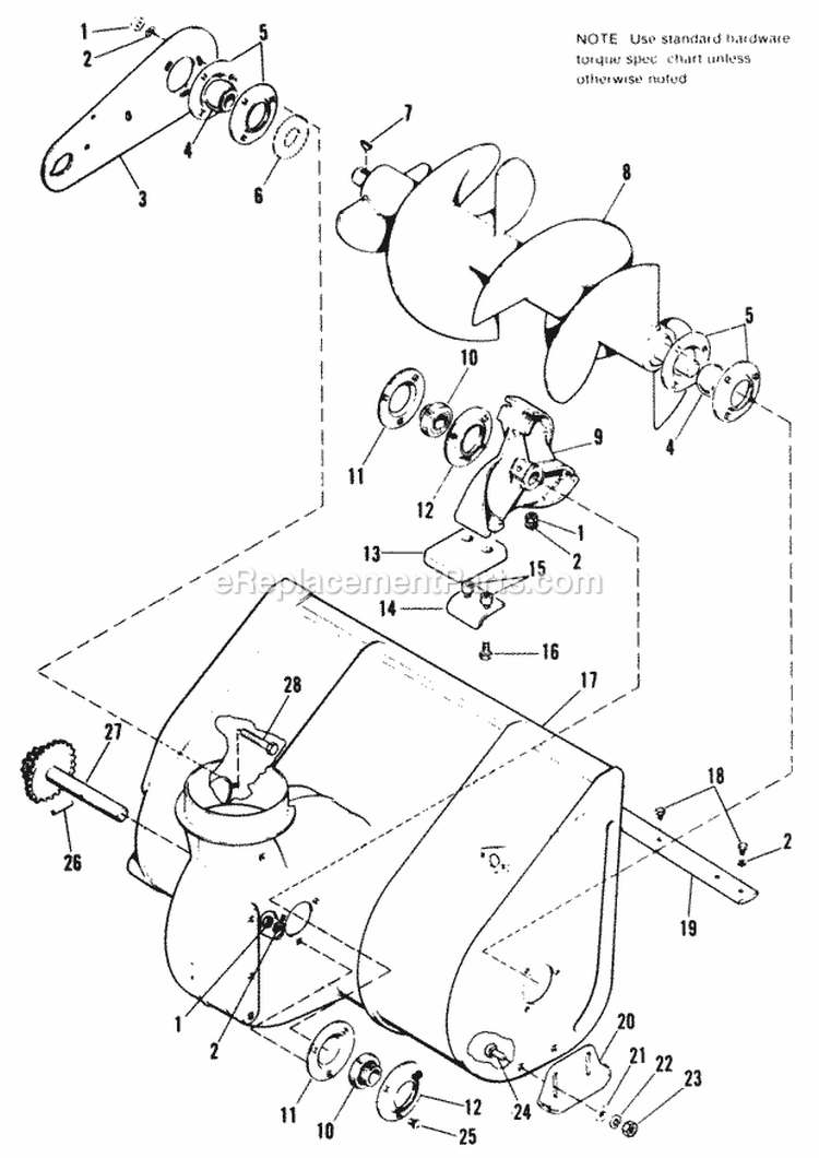 Body  Rotor Group Diagram and Parts List for 1690379  Simplicity Snow Blower