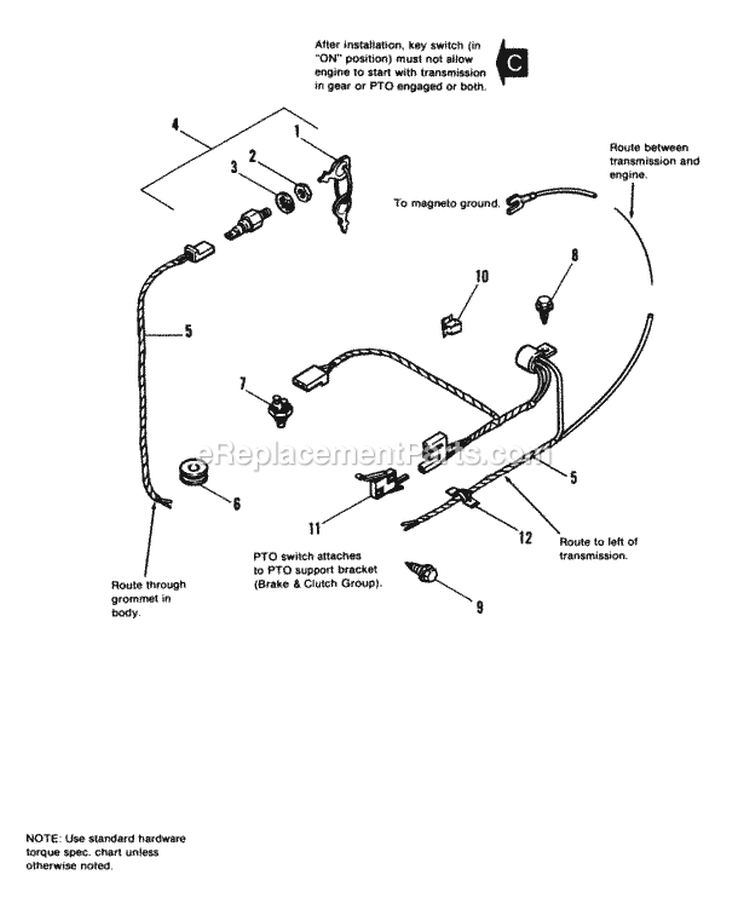 Electrical Group - Manual Start Diagram and Parts List for 1690369  Simplicity Lawn Tractor