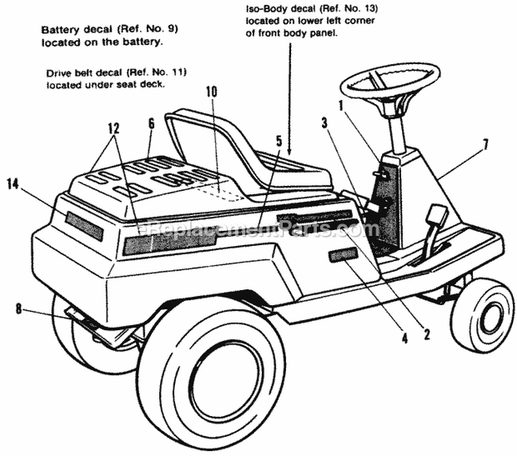 Decal Group Diagram and Parts List for 1690369  Simplicity Lawn Tractor