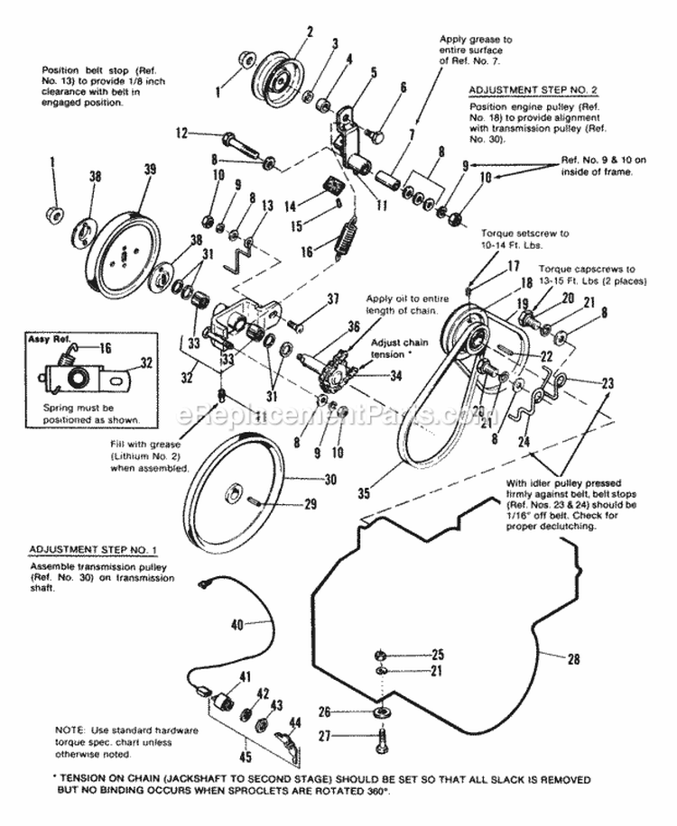Engine  Drive Group Diagram and Parts List for 1690586  Simplicity Snow Blower