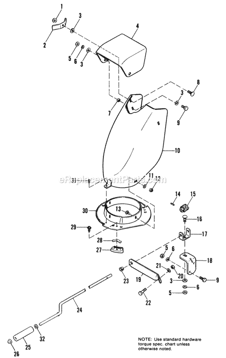 Spout Group Diagram and Parts List for 1690586  Simplicity Snow Blower