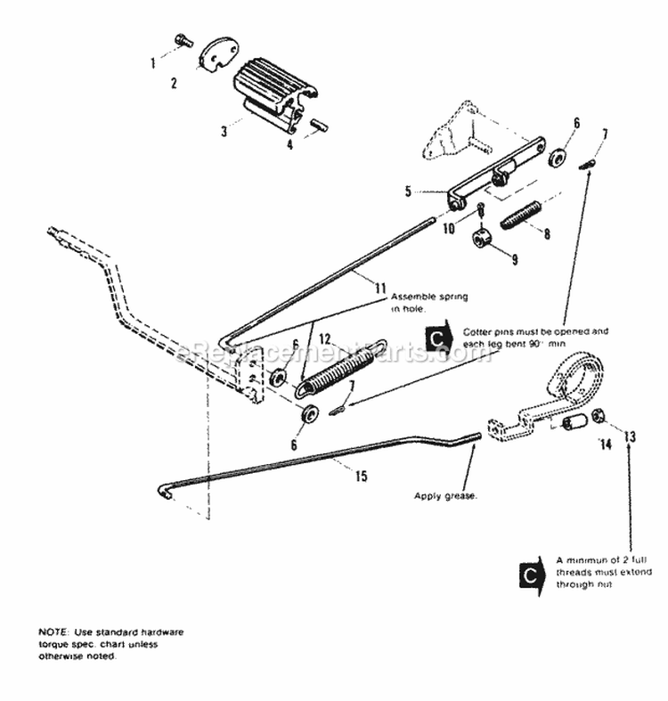 Brake  Clutch Group Diagram and Parts List for 1690422  Simplicity Lawn Tractor