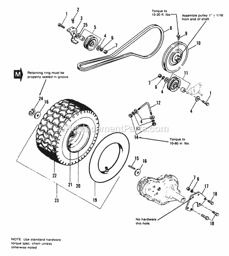 Drive Group Diagram and Parts List for 1690422  Simplicity Lawn Tractor