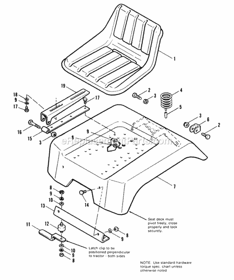 Seat  Deck Group Diagram and Parts List for 1690485  Simplicity Lawn Tractor