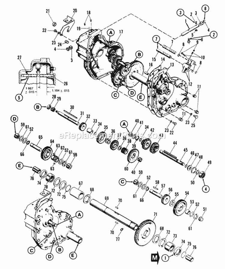 Transmission Group Diagram and Parts List for 1690485  Simplicity Lawn Tractor