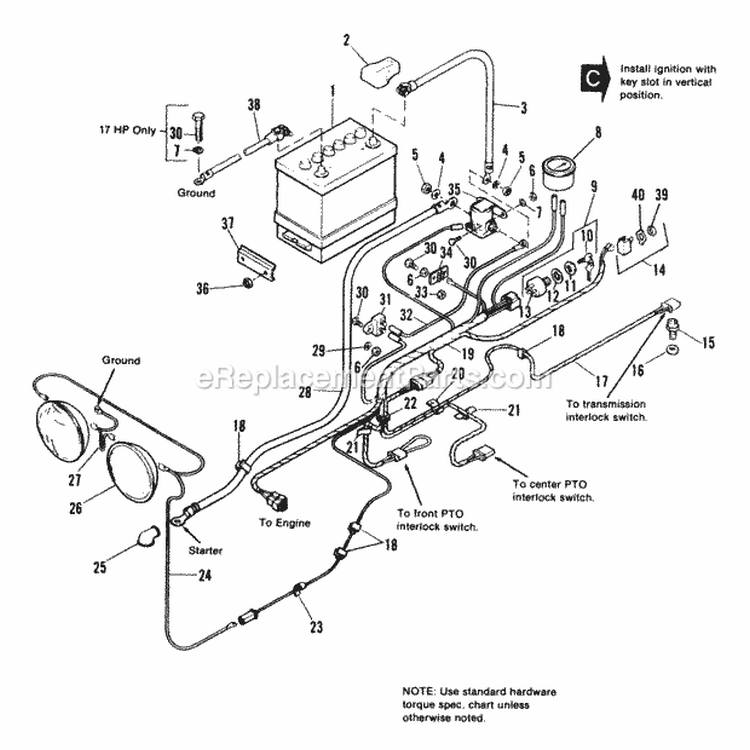 Electrical Group - 7114  7117 Early Models Diagram and Parts List for 1690726  Simplicity Lawn Tractor