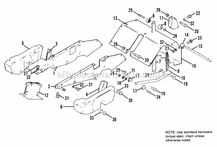 Frame And Tine Shield - SN 4004-C1-500 And Below Diagram and Parts List for 1690804  Simplicity Tiller