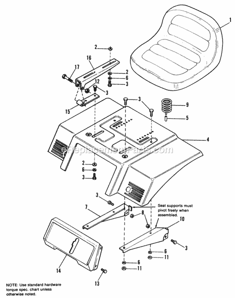 Seat  Deck Group Diagram and Parts List for 1690812  Simplicity Tiller