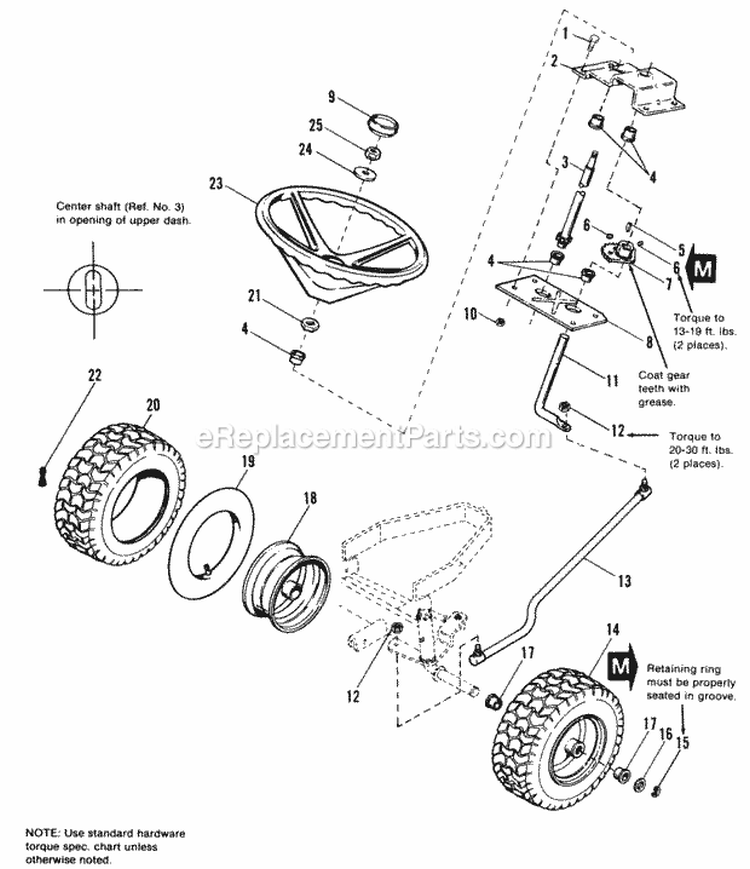 Steering  Front Wheel Group Diagram and Parts List for 1690812  Simplicity Tiller