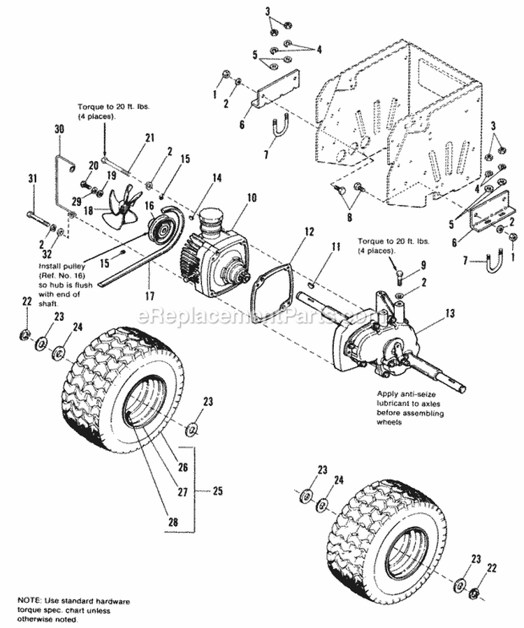 Transmission  Rear Tire Group Diagram and Parts List for 1690812  Simplicity Tiller