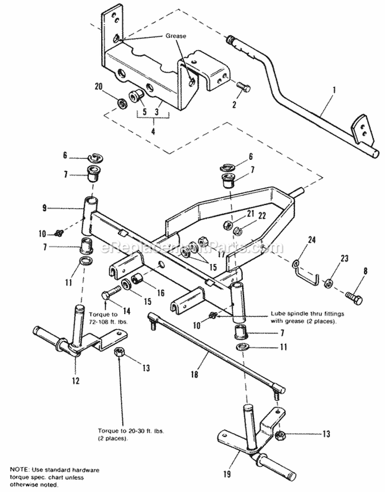 Front Axle Group Diagram and Parts List for 1690812  Simplicity Tiller
