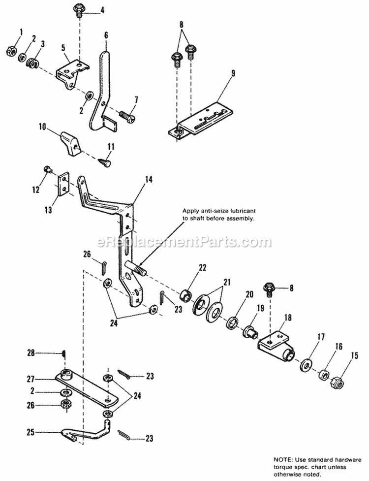 Linkage  Control Group Diagram and Parts List for 1690812  Simplicity Tiller