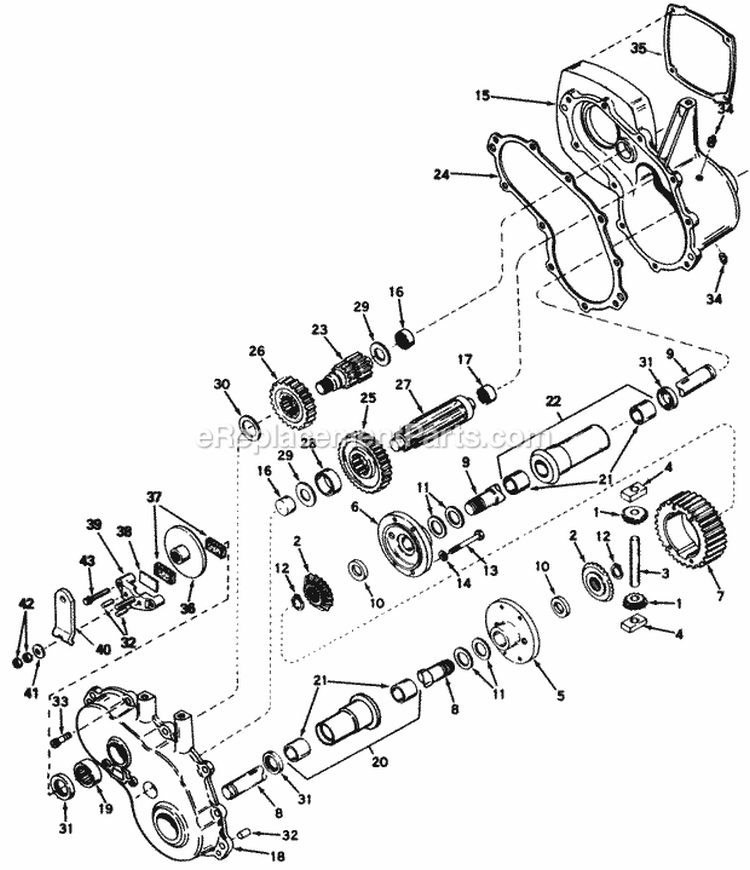 Peerless Gear Reduction  Differential Model 1326 Diagram and Parts List for 1690812  Simplicity Tiller