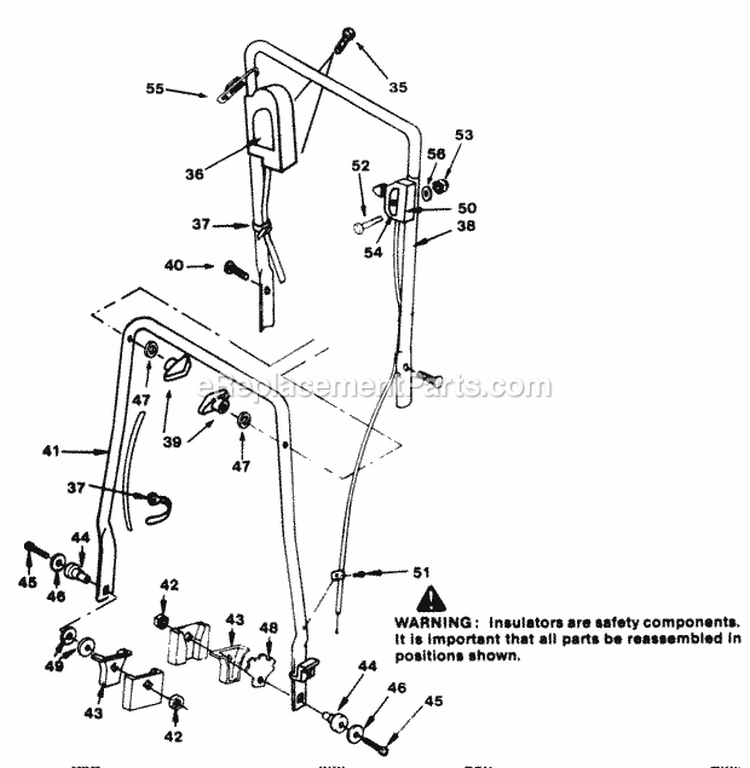 Handle Group Repair Parts Diagram and Parts List for 1690906  Simplicity Lawn Mower