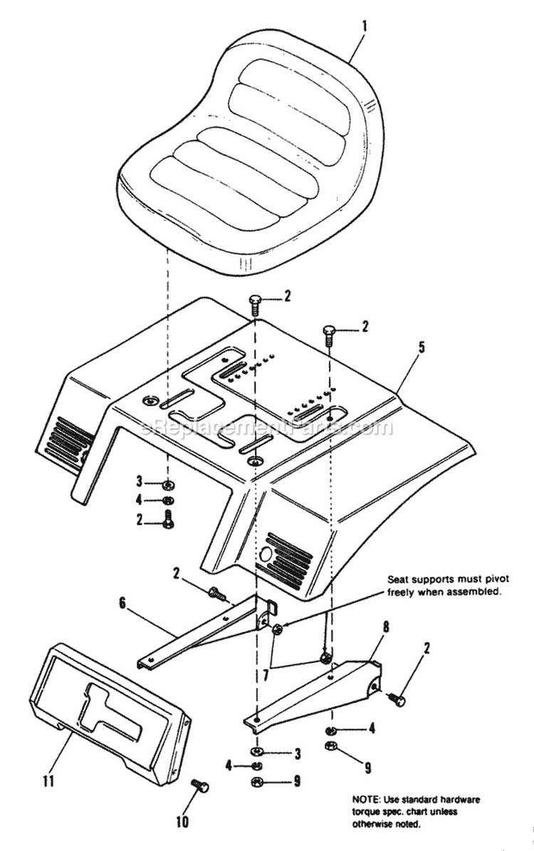 Seat  Deck Group Diagram and Parts List for 1690842  Simplicity Lawn Tractor