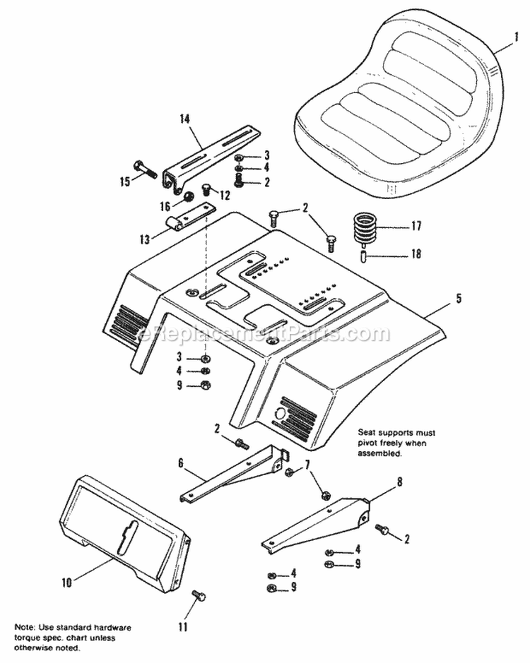 Seat  Deck Group - 1690912 Diagram and Parts List for 1690914  Simplicity Lawn Tractor