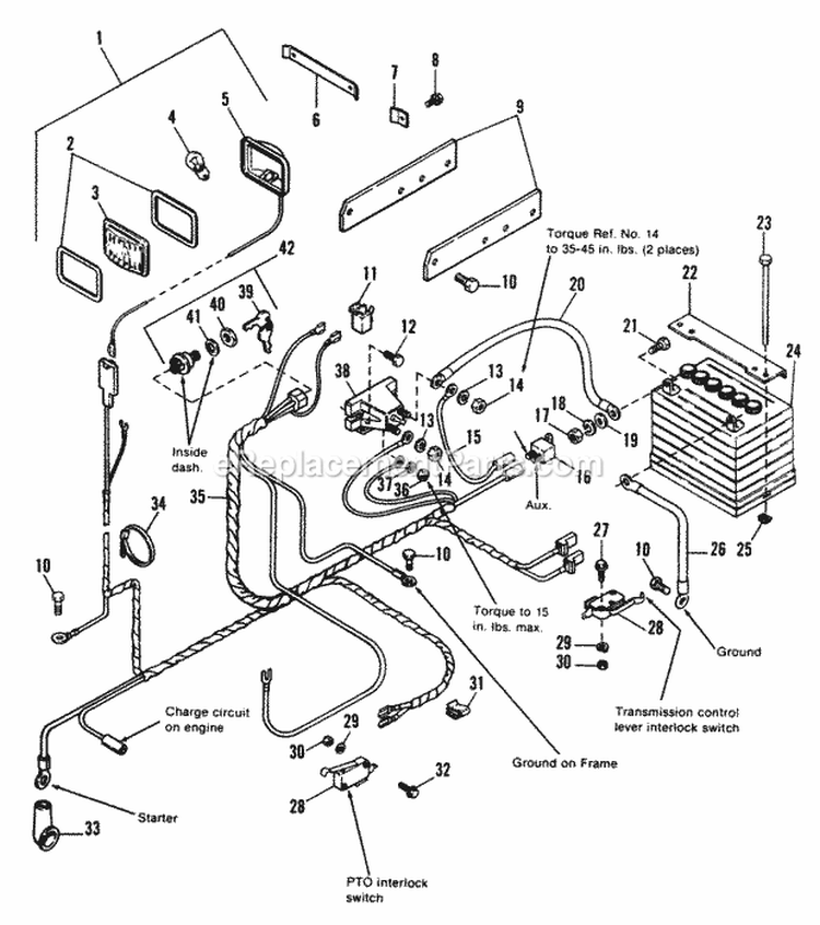 Electrical Group - 1690912 Diagram and Parts List for 1690914  Simplicity Lawn Tractor