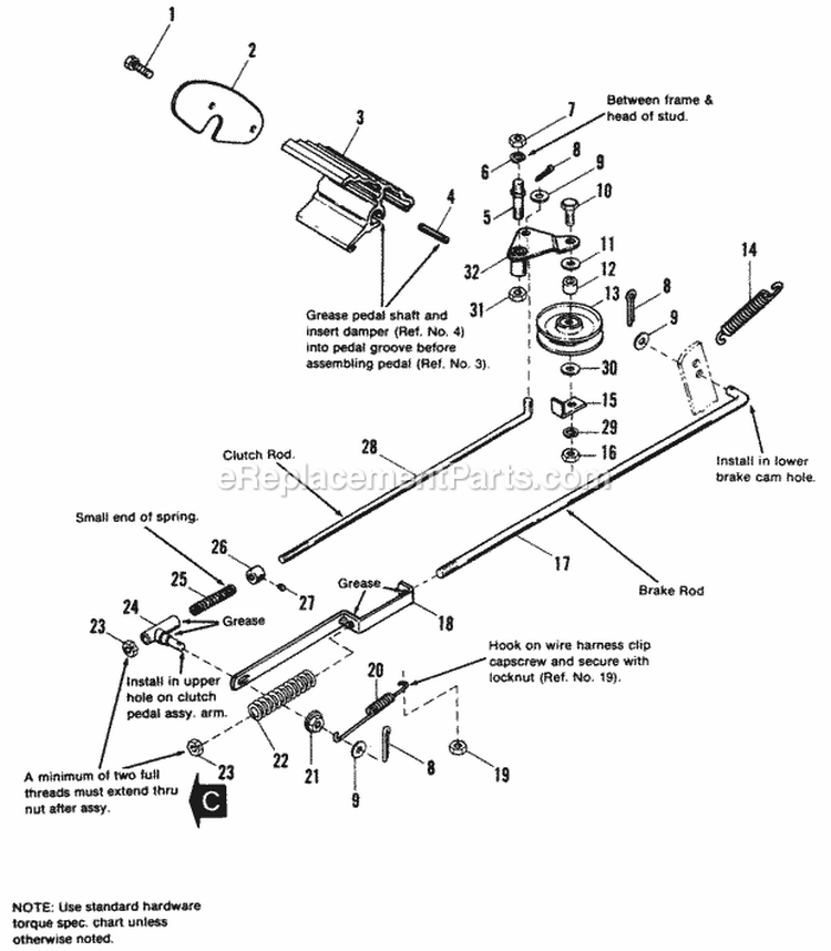 Brake  Clutch Group Diagram and Parts List for 1690699  Simplicity Lawn Tractor