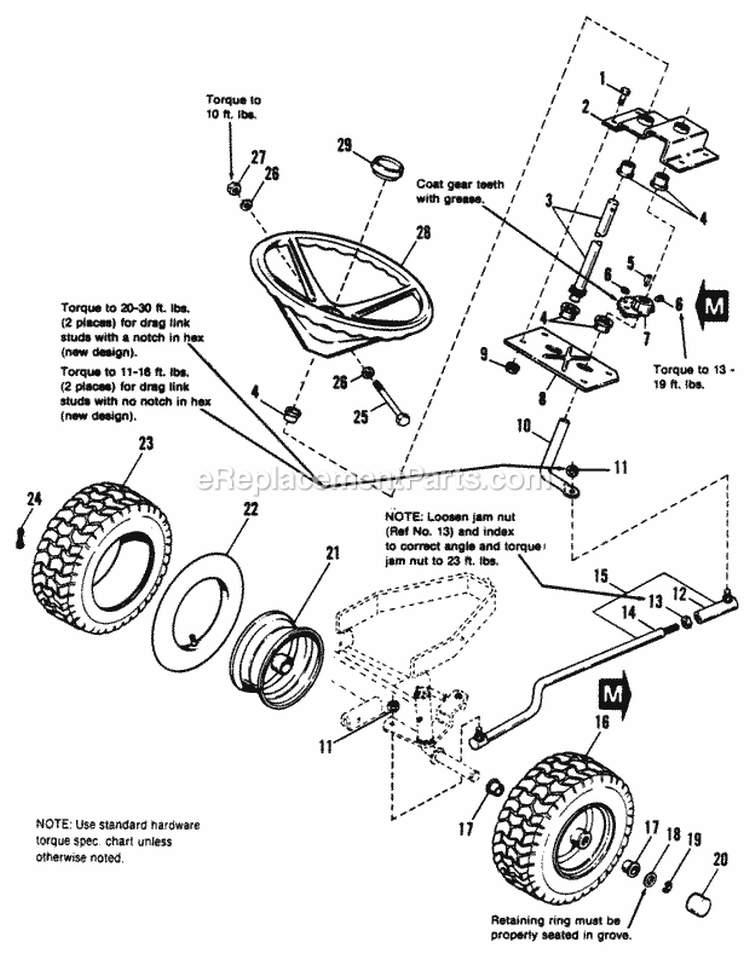 Steering  Front Wheel Group Diagram and Parts List for 1690922  Simplicity Lawn Tractor